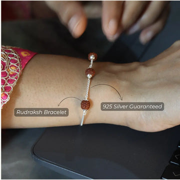 Pure 925 Silver Rudraksh (5 Mukhi) Bracelet