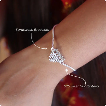 Pure 925 Silver Sarawasti Veena Vidhya Bracelet