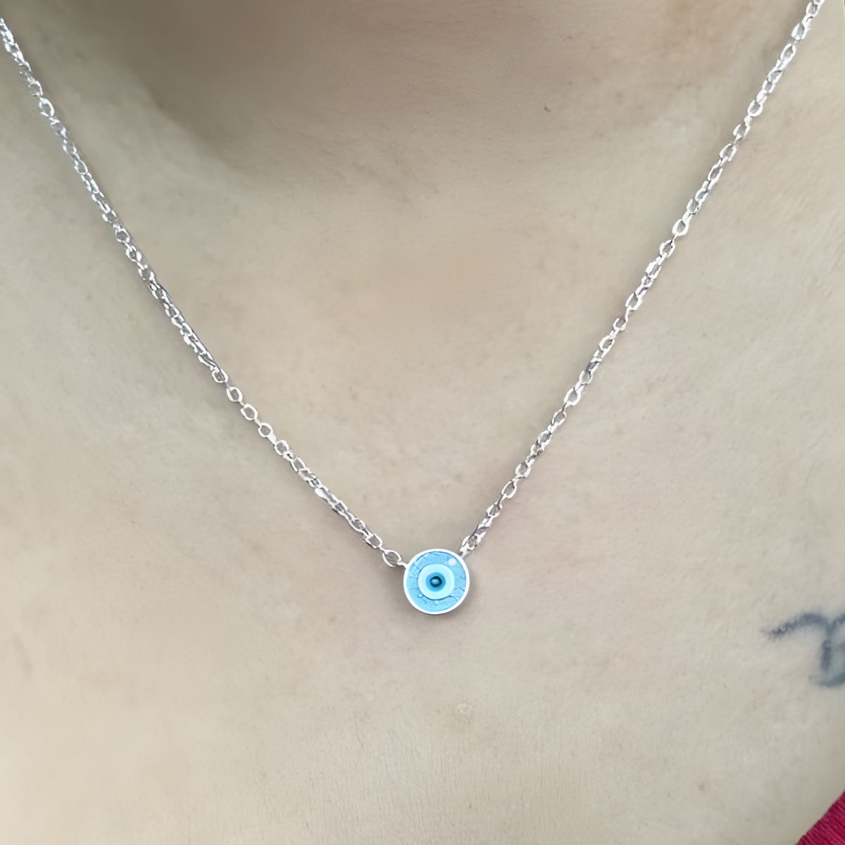 Day 12 - Turquoise Stone Evil Eye 925 Pure Silver Chain Pendant ✨