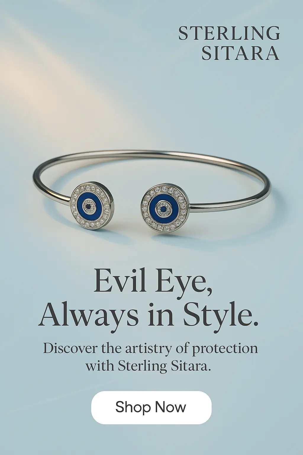 Day 6 - Pure Silver Cubic Zirconia Stones Evil Eye Bracelet