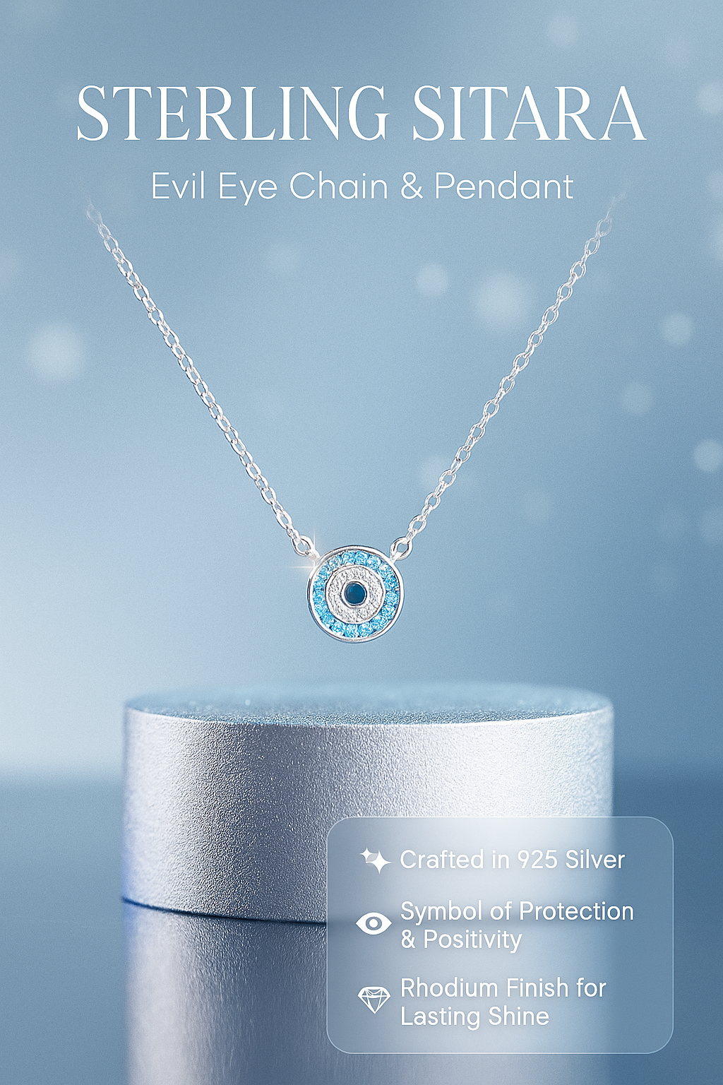 Day 7 - Pure Silver Evil Eye Chain Pendant