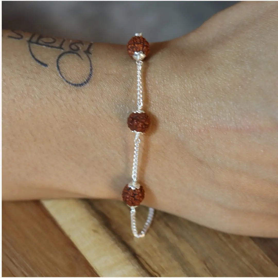 Pure 925 Silver Rudraksh (5 Mukhi) Bracelet