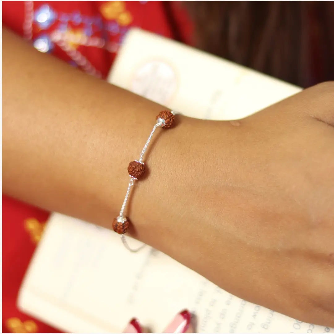 Pure 925 Silver Rudraksh (5 Mukhi) Bracelet