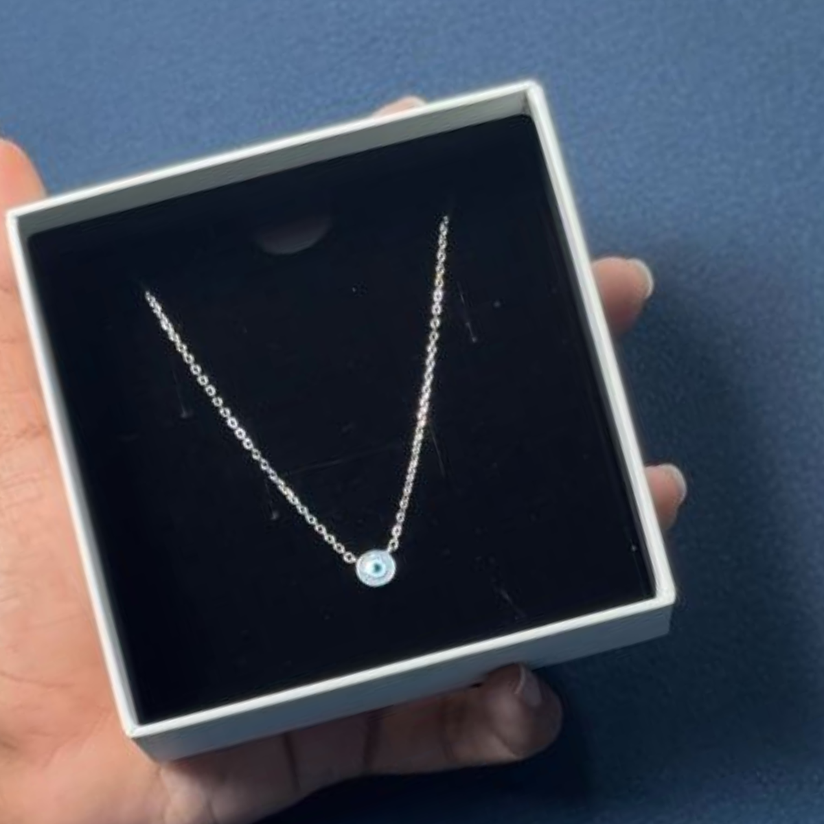 Day 12 - Turquoise Stone Evil Eye 925 Pure Silver Chain Pendant ✨