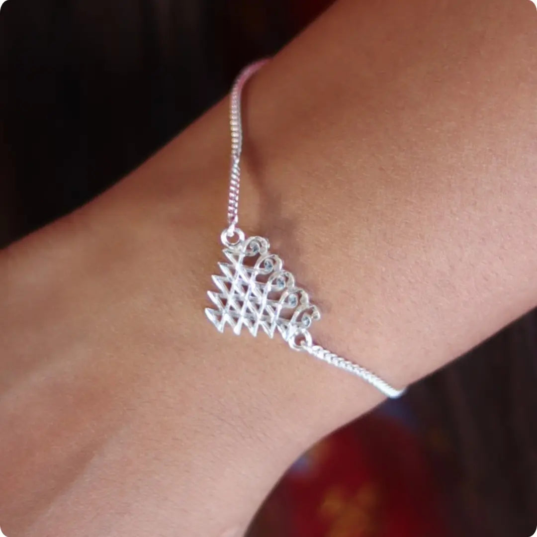 Pure 925 Silver Sarawasti Veena Vidhya Bracelet