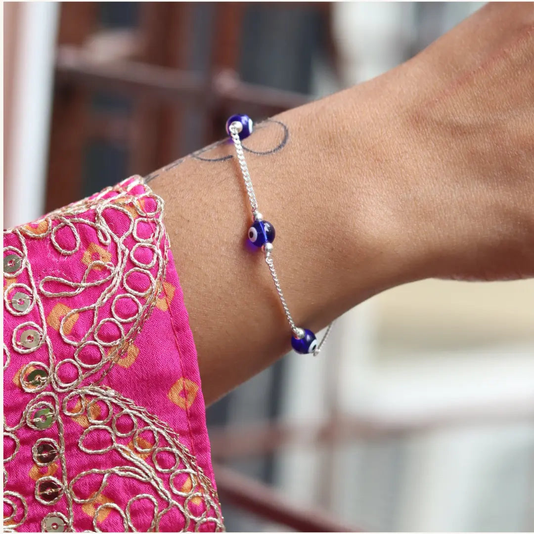 Pure 925 Silver Evil Eye Bracelet