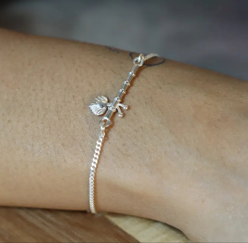 Pure 925 Silver Krishna Bansuri Bracelet – Feel the Divine Connection