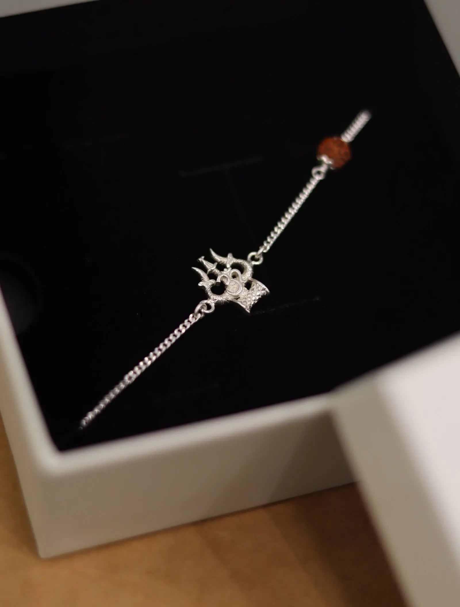 Pure 925 Silver Om Trishul Bracelet
