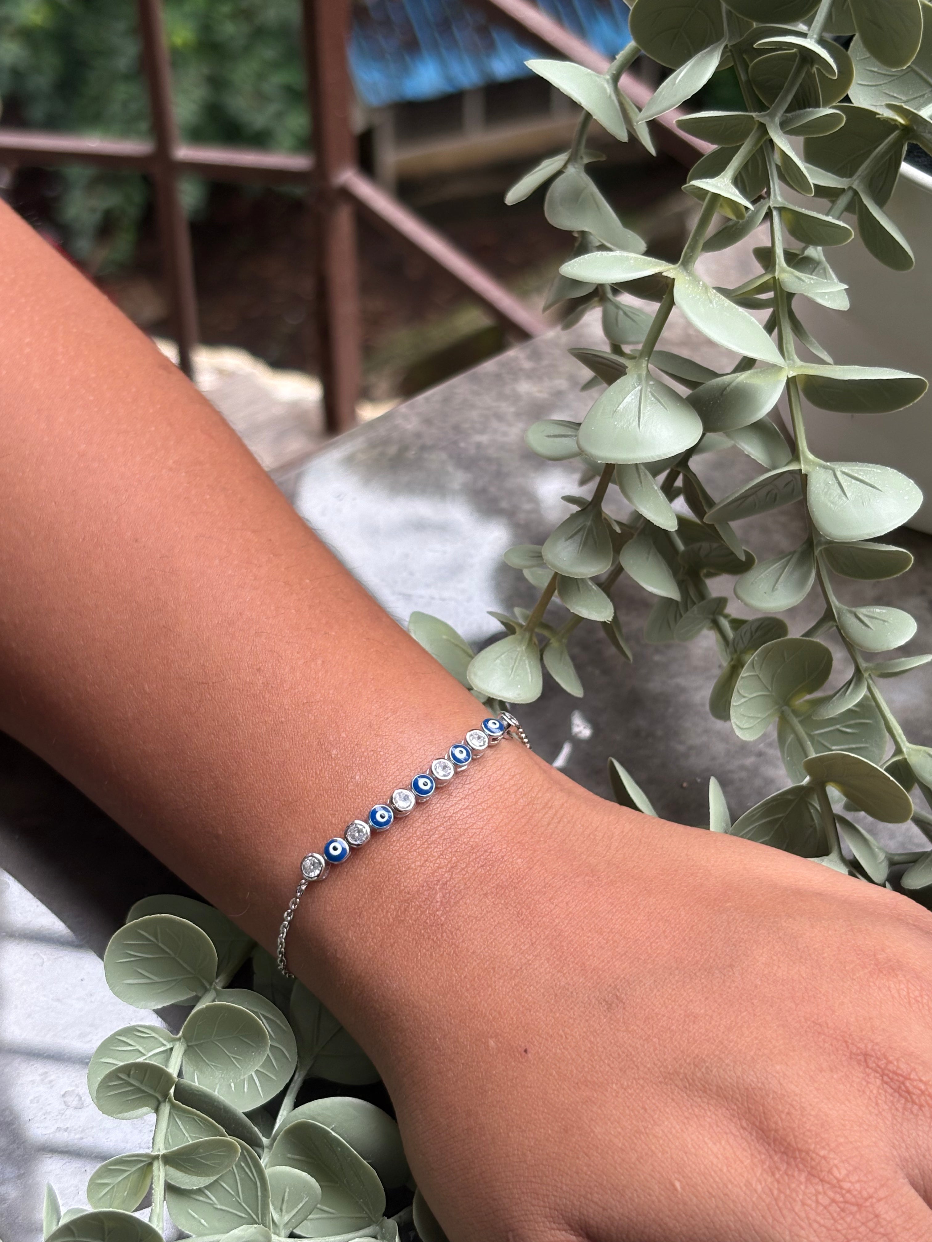 Day 9 - Pure Silver Evil Eye Tennis Bracelet