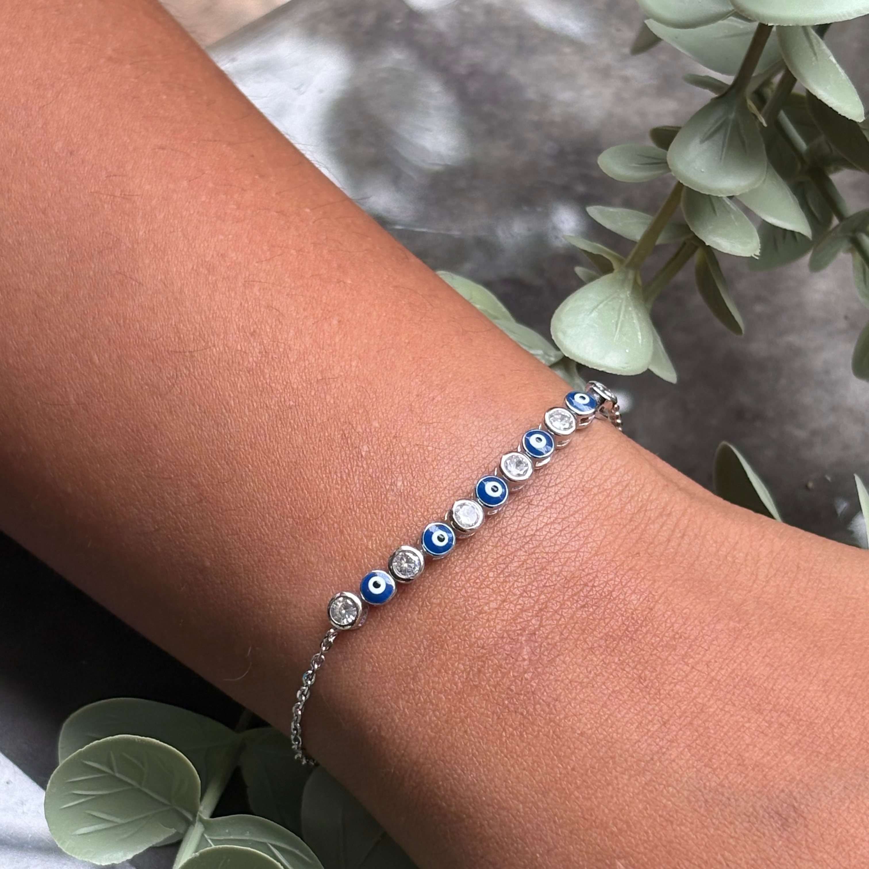 Day 9 - Pure Silver Evil Eye Tennis Bracelet