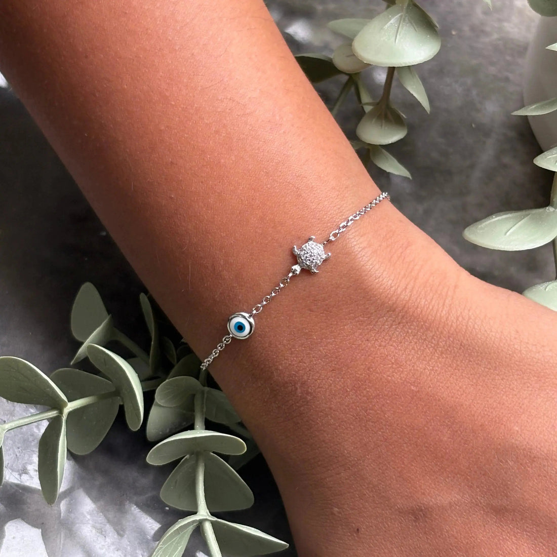 Day 5 - Tortoise & Pure Silver Evil Eye Bracelet
