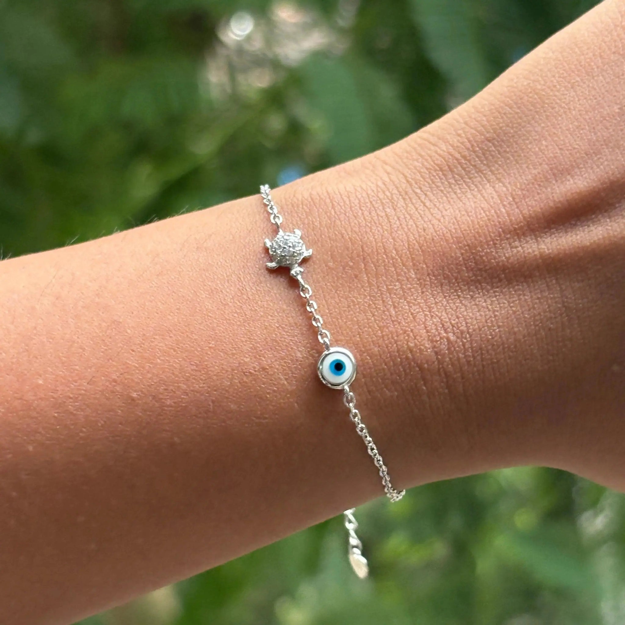 Day 5 - Tortoise & Pure Silver Evil Eye Bracelet
