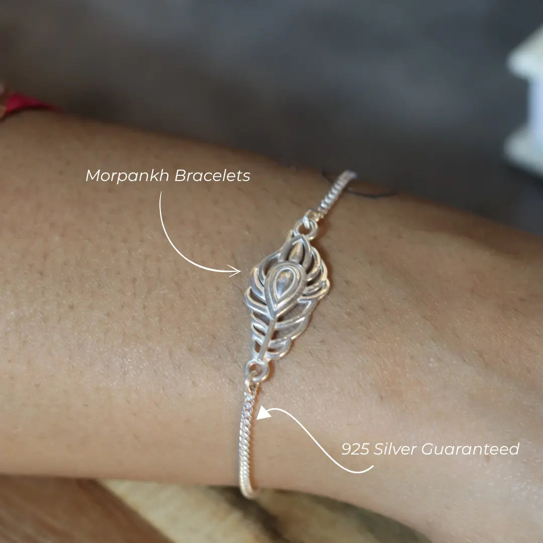 Pure 925 Silver Krishna Morpankh Bracelet – Inspired by Krishna’s Grace