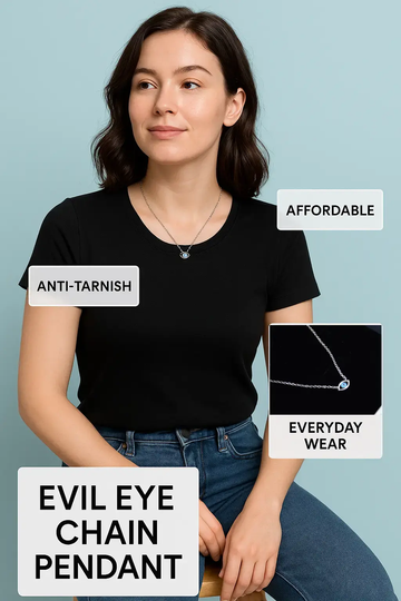 Day 2 - Evil Eye Chain Pendant – 925 Silver, Rhodium Plated Evil Eye Charm