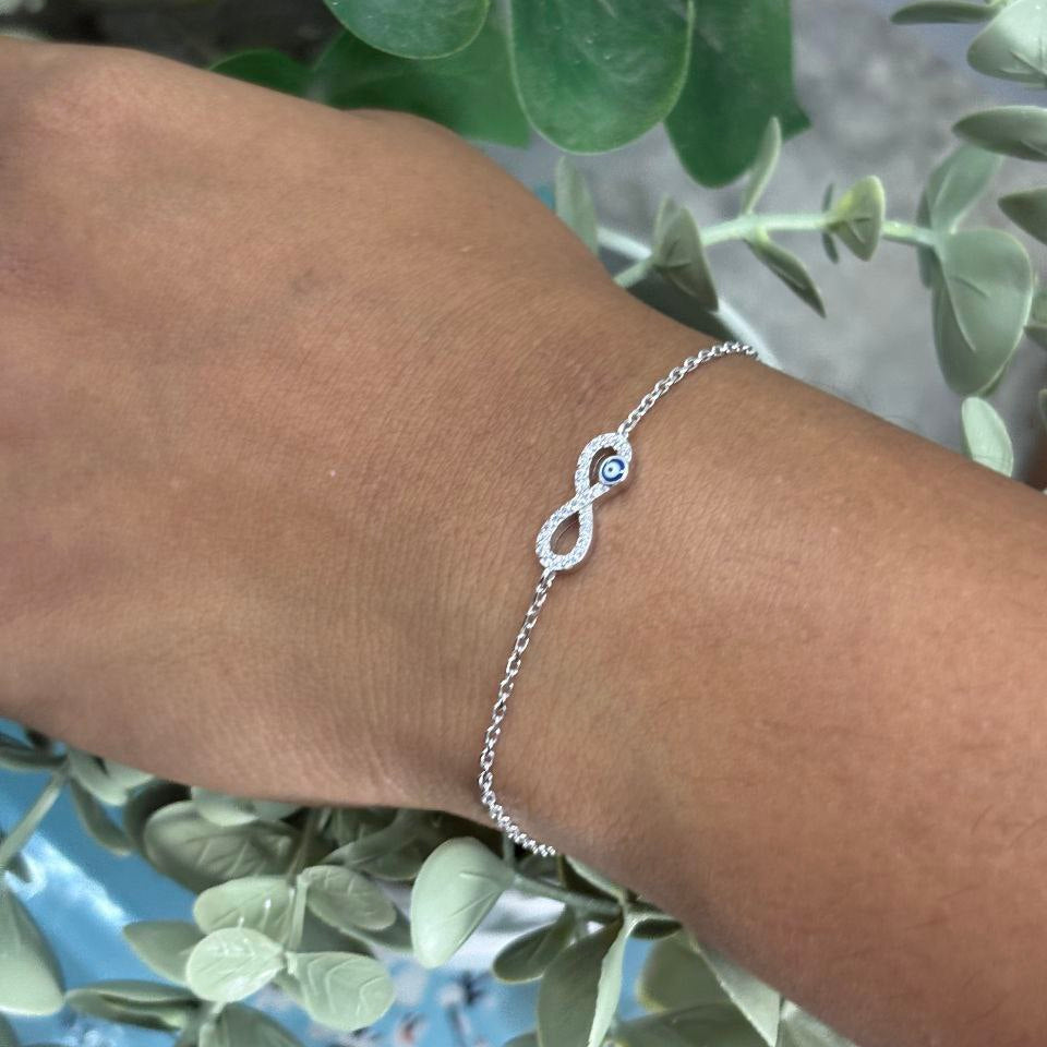 Day 13 – Infinity Evil Eye Pure Silver Bracelet 💙♾️