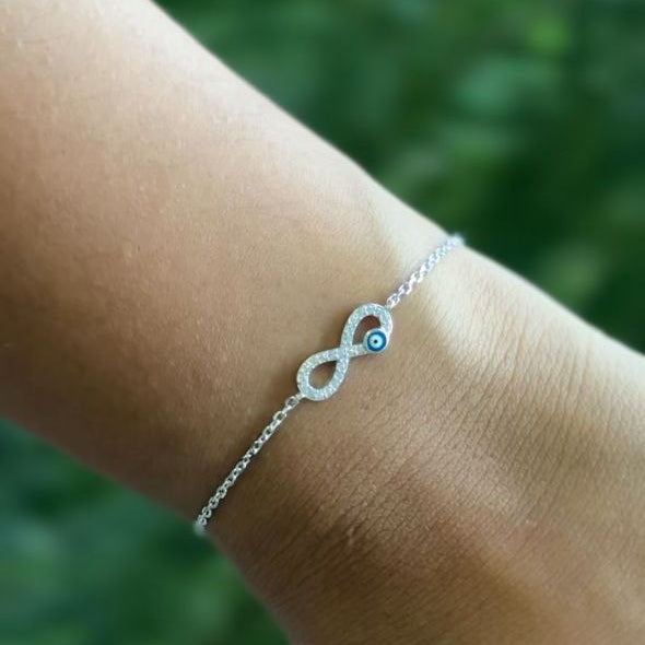 Day 13 – Infinity Evil Eye Pure Silver Bracelet 💙♾️