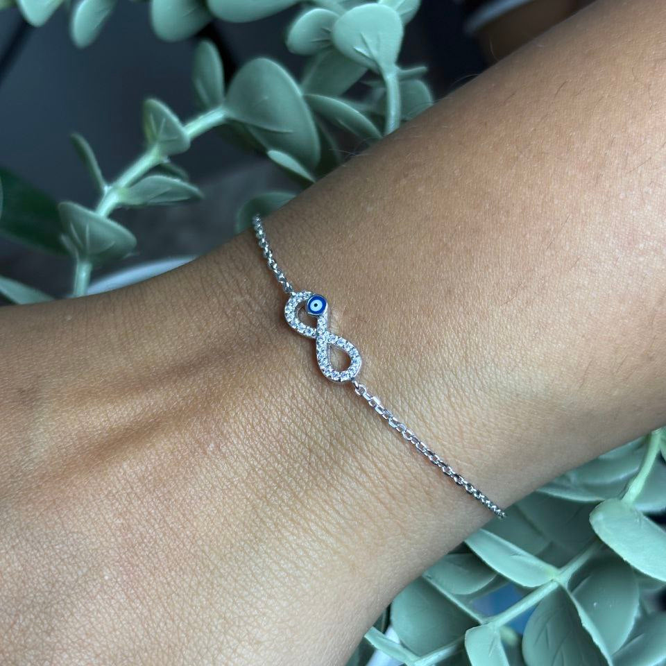 Day 13 – Infinity Evil Eye Pure Silver Bracelet 💙♾️